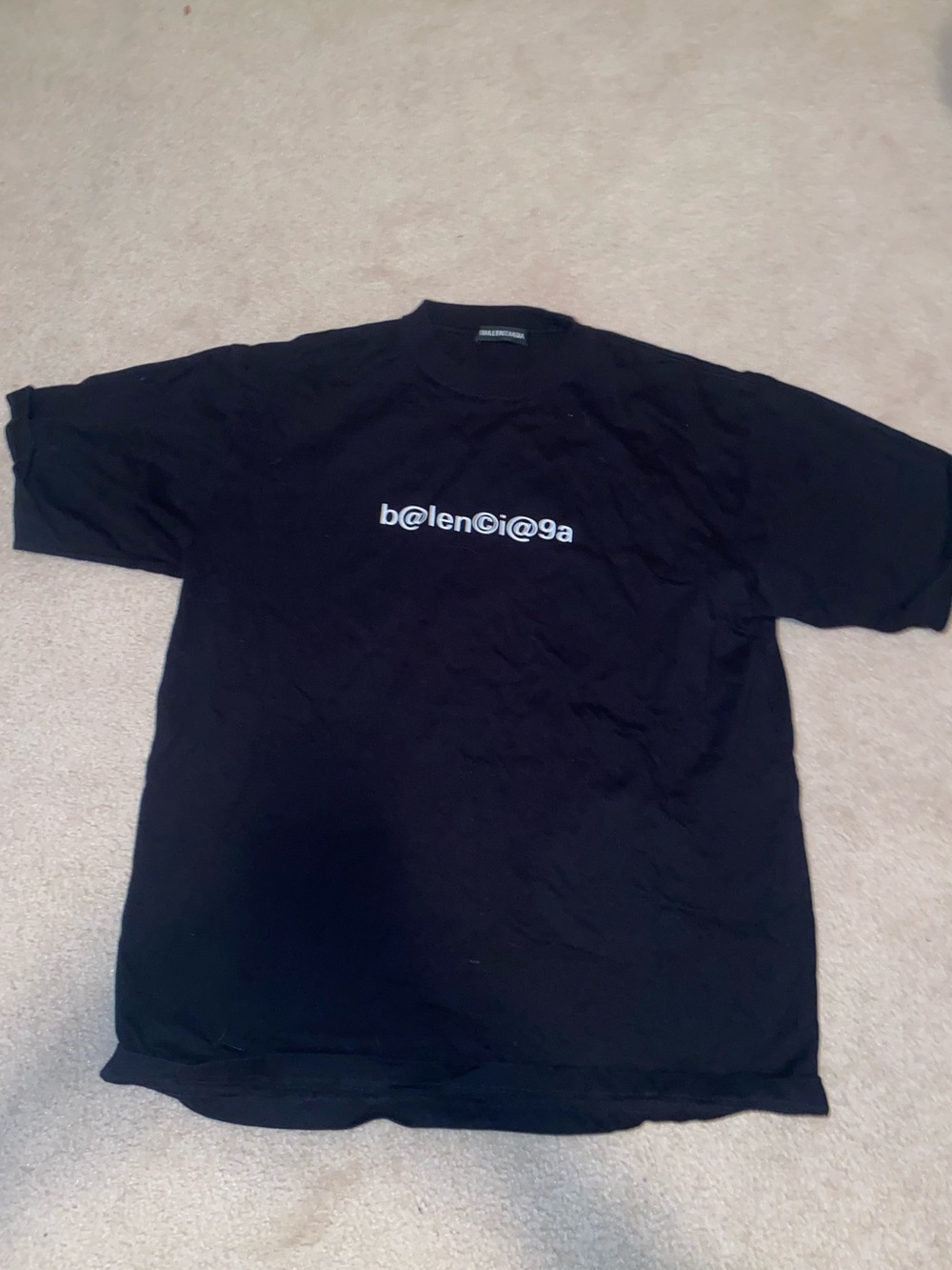 Balenciaga Black Short-Sleeve Tee with White Logo